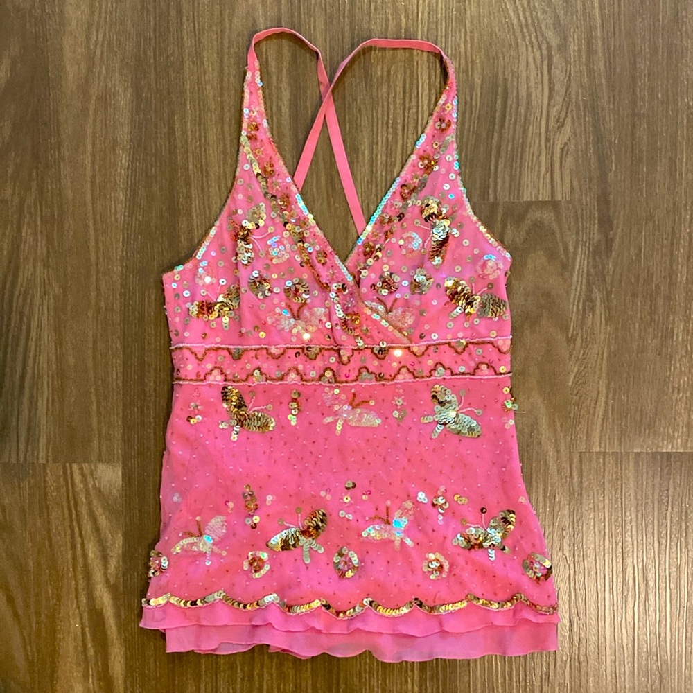 Bebe sequin too with cross cross straps- M